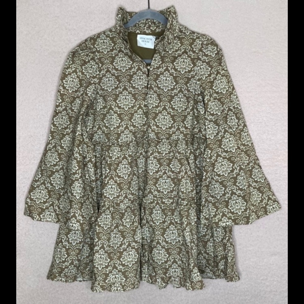 NEW Tuckernuck Russell Mini Dress Women’s XS Printed Moss Green Hyacinth House - Picture 2 of 11